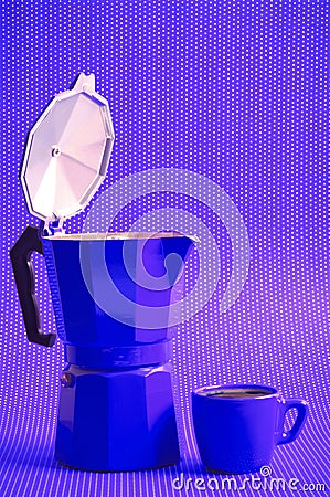 Purple coffee time with moka espresso Stock Photo