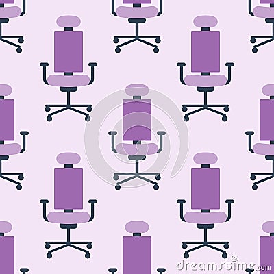 Purple color armchair modern designer chair background textile furniture seamless pattern comfortable vector Vector Illustration