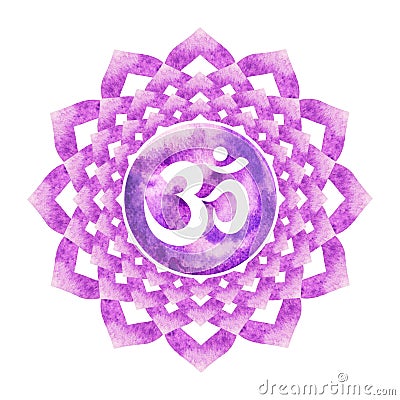 Purple color of chakra symbol crown concept, flower floral Cartoon Illustration