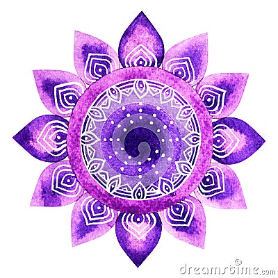 Purple color of chakra symbol crown concept, flower floral Cartoon Illustration