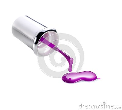 Purple color nail polish brush. Stock Photo