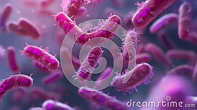 purple colored bacterium rod monoculture Escherichia coli Stock Photo