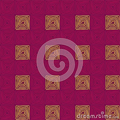 Purple colored seamless square spiral pattern Vector Illustration