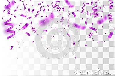 Purple Confetti. Vector Festive Illustration of Falling Shiny Confetti Vector Illustration