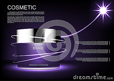 Purple cosmetic cream and sparkler light with template vector pu Vector Illustration
