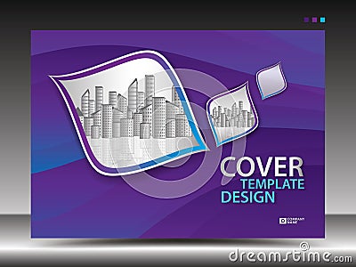 Purple cover template for advertising, industry, Real Estate, home, Billboard Vector Illustration