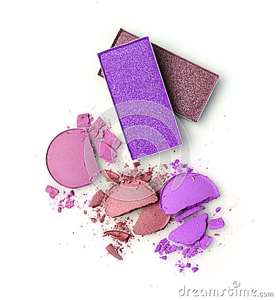 Purple crashed eyeshadow for makeup as sample of cosmetics product Stock Photo