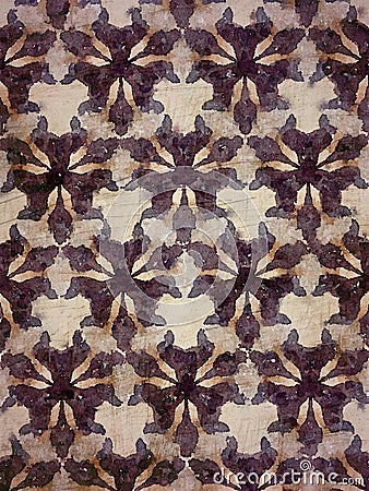 Purple, cream and brown graphical tribal design background Stock Photo