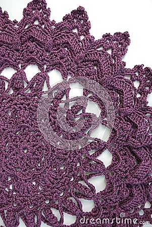 purple crochet doily Stock Photo