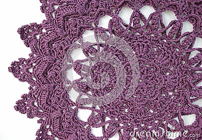 purple crochet doily Stock Photo