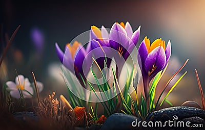 Purple crocus flowers Stock Photo