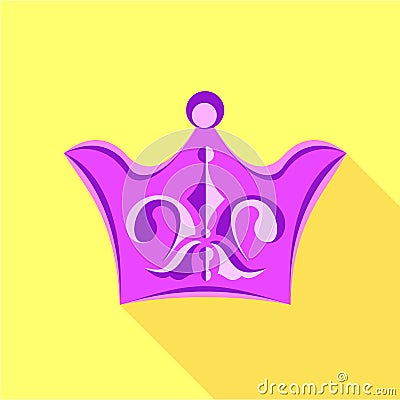 Purple crown with lily flower icon, flat style Vector Illustration