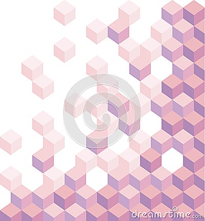 Purple cubes. Geometric background, wallpaper. Hexagonal illustration. 3d. Vector abstract background Cartoon Illustration