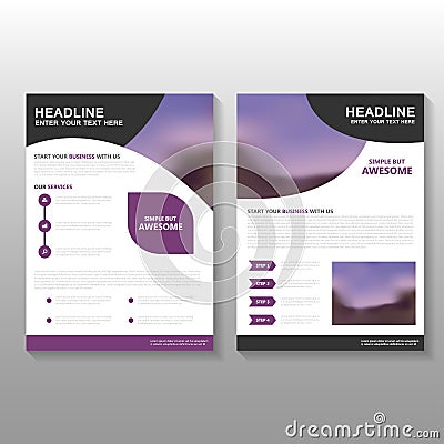 Purple curve Vector Leaflet Brochure Flyer business proposal template design, book cover layout design, Abstract purple template Vector Illustration