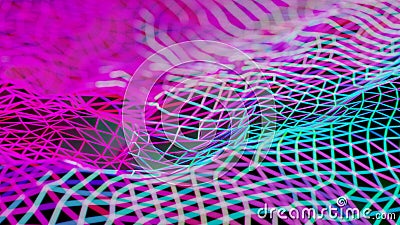 Purple and cyan neon grid. Futuristic wireframe, network concept with cyberpunk aesthetic. Digital 3D render Stock Photo