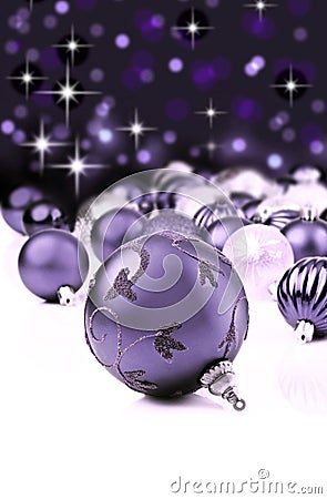 Purple decorative christmas ornaments Stock Photo