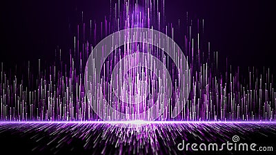 Purple digital lines move up technology digital particle abstract background. 3d Rendering Stock Photo