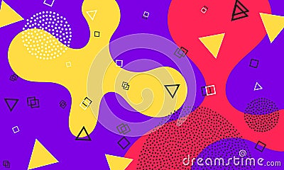 Purple Doodle Elements. Fluid Ornament. Coral 90s Vector Illustration