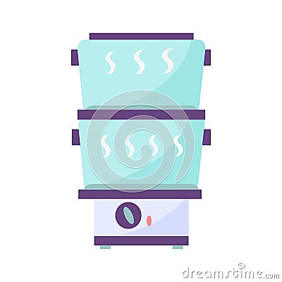 Purple double boiler Steamer flat icon illustration Vector Illustration