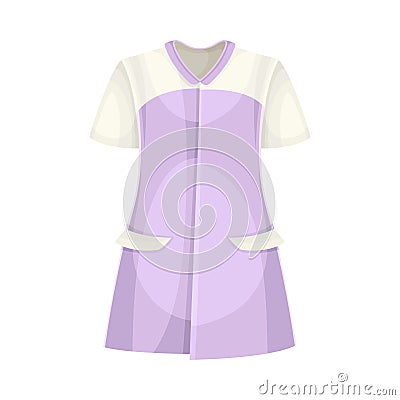 Purple Dress with Short Sleeve and Pocket as Uniform and Workwear Clothes Vector Illustration Vector Illustration