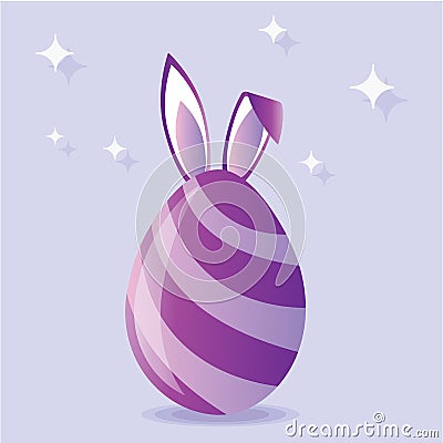 Purple Easter Egg with bunny Ears vector Vector Illustration