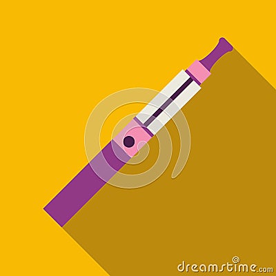 Purple electronic cigarette icon, flat style Cartoon Illustration