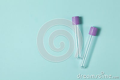 Purple empty vacuum blood collection tube test with EDTA as anticoagulant. Stock Photo