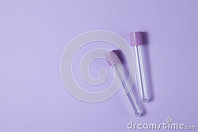 Purple empty vacuum blood collection tube test with EDTA as anticoagulant. Stock Photo