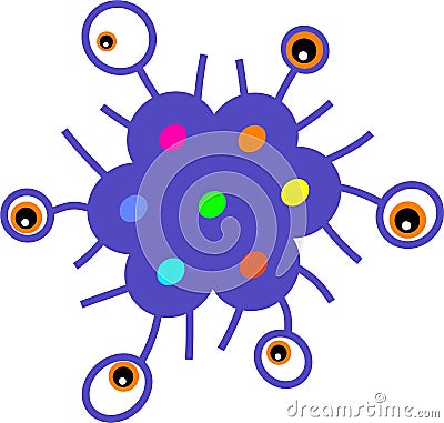 Purple Eye Germ Cartoon Illustration