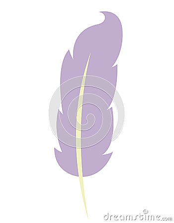 Purple feather in flat style. Vector Illustration