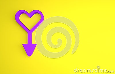 Purple Female gender symbol icon isolated on yellow background. Venus symbol. The symbol for a female organism or woman Cartoon Illustration