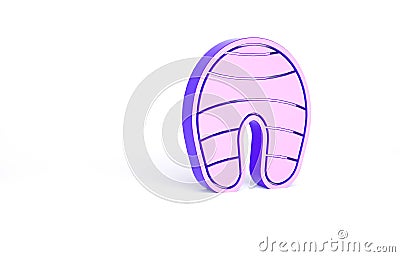 Purple Fish steak icon isolated on white background. Minimalism concept. 3d illustration 3D render Cartoon Illustration