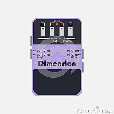 Purple vintage chorus guitar stomp box effect. Vector Illustration