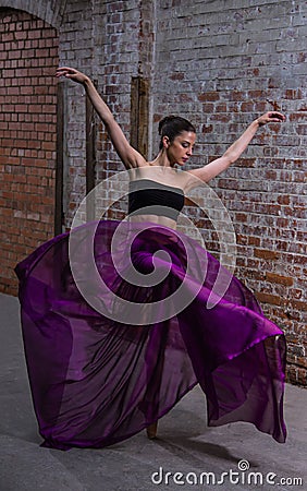 Purple floating tissue on a beautiful dancer Stock Photo