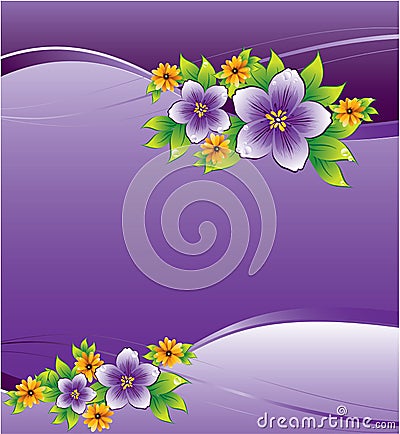 Purple floral background with dew-drop Vector Illustration