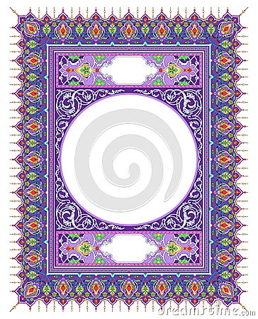 Purple flower border & frame, Islamic Art Style for inside book cover Vector Illustration