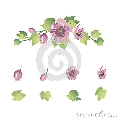 Purple flower in white background Cartoon Illustration