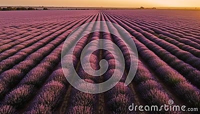 Purple flowers bloom in idyllic meadow landscape generated by AI Stock Photo