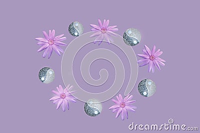 Purple flowers in mandala Stock Photo