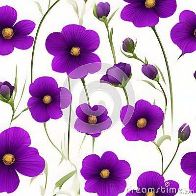 Purple flowers on a white background, whitespace border. AI-Generated. Stock Photo