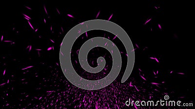 Purple flying sparks. Burning sparks. Particles sparkle spray debris. Overlays texture background . Design element Stock Photo