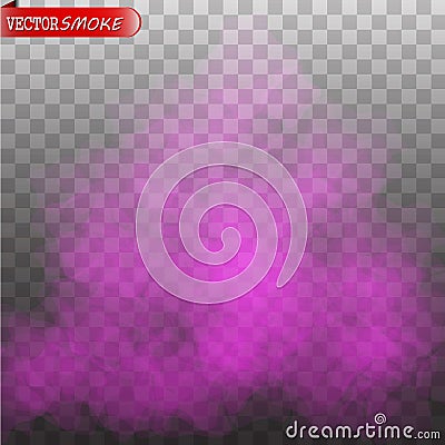 Purple Fog or smoke color isolated transparent special effect. Vector Illustration