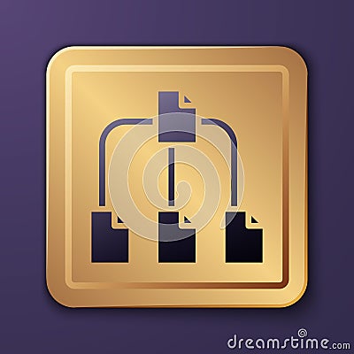 Purple Folder tree icon isolated on purple background. Computer network file folder organization structure flowchart Vector Illustration