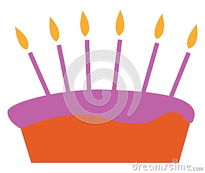 A purple fondant cake with candles vector or color illustration Vector Illustration