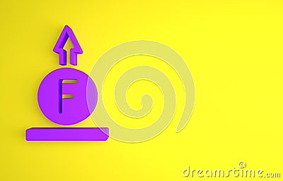 Purple Force of physic formula calculation icon isolated on yellow background. Minimalism concept. 3D render Cartoon Illustration