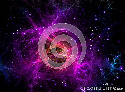 Purple fractal Galaxy in space, Sci-Fi Stock Photo