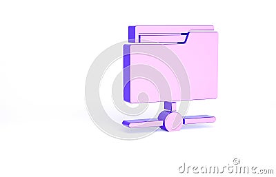 Purple FTP folder icon isolated on white background. Software update, transfer protocol, router, teamwork tool Cartoon Illustration