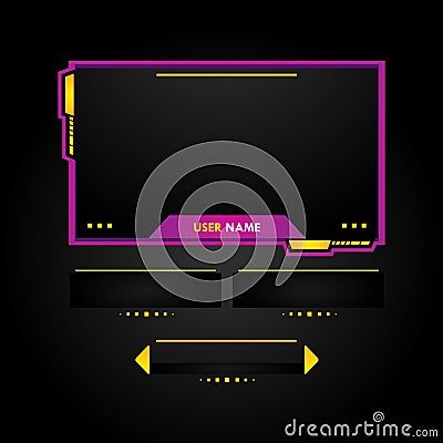 Purple gaming panel set design concept Vector Illustration