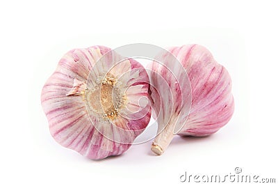 Purple Garlic isolated on white Stock Photo