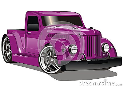 Purple GAZ Hot Rod Cartoon Illustration